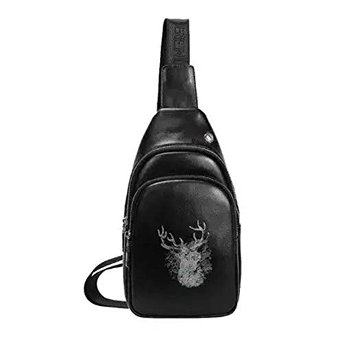 Preisvergleich Produktbild Herren Brusttasche Männer Kleine Brusttasche mit Kopfhörer Kabel Loch Echtledertasche Crossbody Reisetaschen Outdoor Schulter Rucksack Kausale Daypacks für Wandern Radfahren Reisen Umhängetasche Tasch