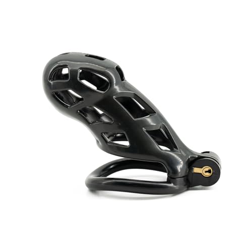 ABS Keuschheitskäfig Herren Sexspielzeug in 4 Verschiedenen Größen Cockring Kleiner Chasity Cage mit Verdecktem Schloss Belüftung Peniskäfig SM Extrem Bondage Set für Männer (Black,Standard)