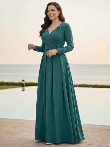 Image of KOH KOH Womens Long Sleeve Empire Cocktail Elegant Evening Versatile Maxi Dress