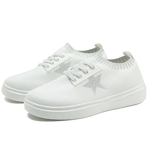 Girls White Running Shoes - Lightweight Breathable Sneakers for Kids and Toddlers - Mesh Casual Sports Tennis Shoes4
