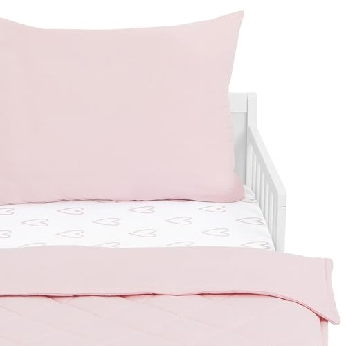 Evolur I Heart You 3 Piece Toddler Bedding Set, Super Soft and Breathable Toddler Bedding, Machine Washable, Includes Fitted Sheet, Comforter and Pillow Case