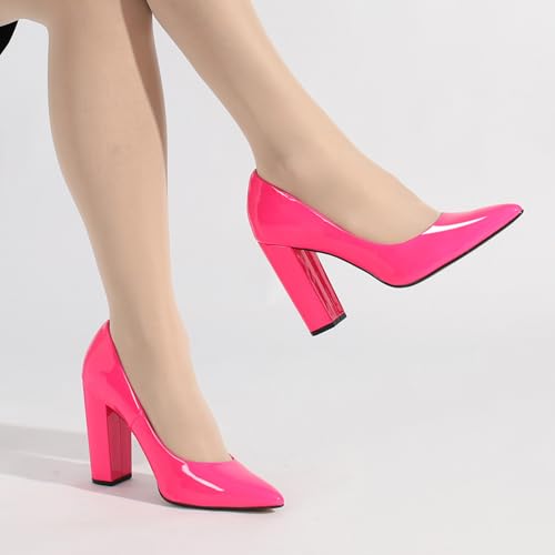 Image of Unisex High Heels for Men and Women 4.7 Inch Chunky Block Heels | Pointed Toe Pumps Dress Party Comfortable Shoes