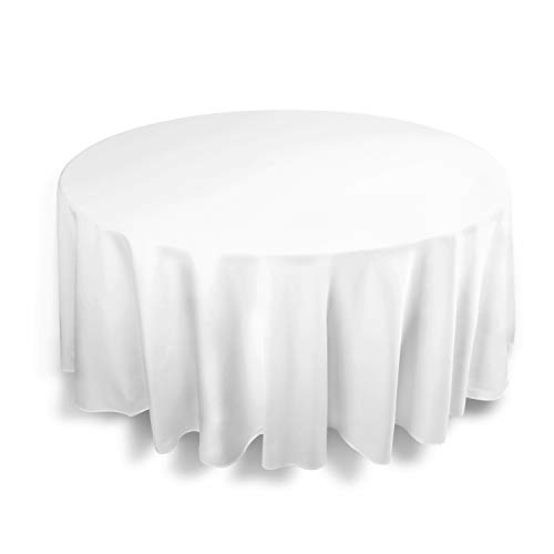 EMART Round Tablecloth, 120 inch Diameter White 100% Polyester Banquet Wedding Party Picnic