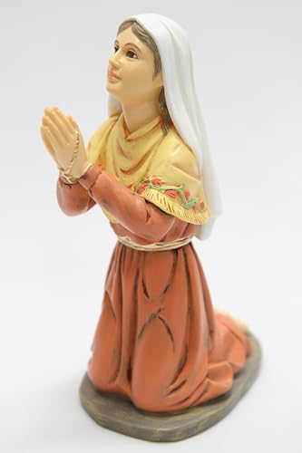 Estatua de San Bernadette de Lourdes en oración blanca miniatura 2