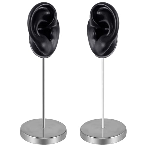 jdstty Molde de oreja artificial de silicona suave para entrenamiento de acupuntura, accesorios prácticos para exhibición de joyas