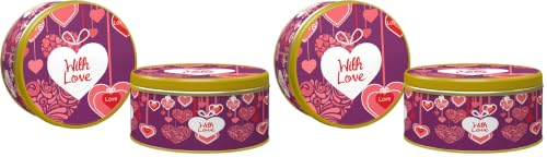 Image of CookieMan Assorted Cookies Gift Pack 300 Gram Tin| inchWith Love inch Gift For Special Occasions, Premium Assortment Of Choco Chip, Mocha & More|Perfect For Gifting (Pack of 2)