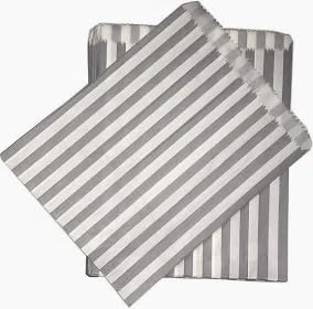 Sabco - 100pcs Striped Paper Bags - Pick N Mix Bags (Grey, 5x7")