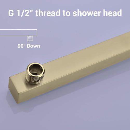 Image of TOSCH Stainless Steel 304 Rectangle Premium Shower Arm for Overhead Showers with FLANGE (21 Inches, Gold Finish) (Only Shower Arm)