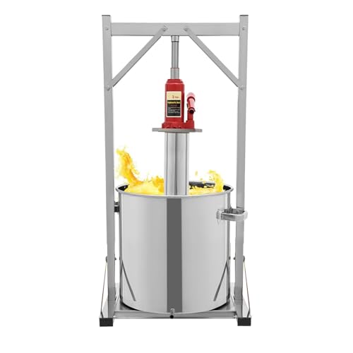 ANGDI Pressoir hydraulique 12 L pour Fruits et vin, pressoir à cidre en Acier Inoxydable avec vérin hydraulique, Presse-Agrumes Manuel, extracteur de jus Professionnel pour Raisins, Oranges