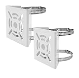 取付金具 ポール 防犯カメラ ポール ブラケット スタンド ハウジング 穴開け ビス止め不要 監視カメラ ダミー ハウジング ブラケット円柱 角柱 屋外 (ブラケット2本/ ステンレスバンド 4本 / 日本語取扱説明書 ) (白い 2個)