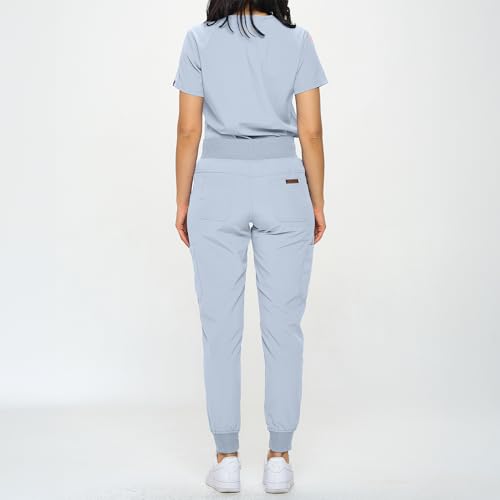 Image of Monarch Uniforms Slim Fit Stretchy Scrubs Women's Jogger Scrub Set Slim Jogger Scrubs with Tuck-In Top for Women