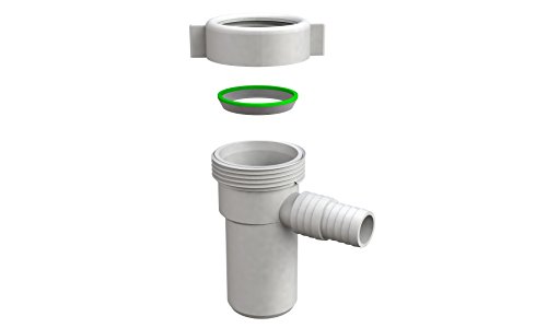 Universal Washing Machine for Siphon Attack. with Non-Return Deflector, Complete with Nut and Gasket. Polypropylene