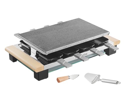 LAGRANGE, Raclette Pierre Elégance, 8 personnes, Multifonctions, 1100 W, Fabrication française, Pierre de lave naturelle, Repose poêlons en verre sous...