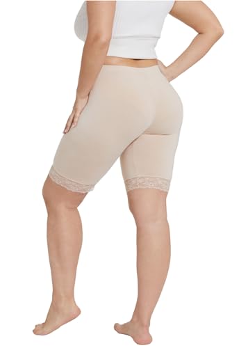 Image of Plus Size Slip Shorts for Women Soft Modal Short Leggings Lace Shorts Under Dresses Mid Thigh Leggings Pants