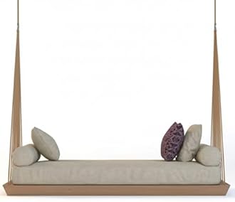 Solid Wood 2 Seater Rope Swing Chair | Wooden Hammock Swing Sofa with Rope & Complete Accessories for Living Room, Indoor, Outdoor, Balcony & Garden | House Big Swings Jhula | Rustic Brown