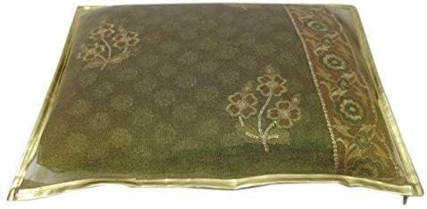 Set of 10 Pc Transparent Saree Covers/Saree Bags/Storage Bags/Clothes Covers with Stainless Steel Zip Lock Combo (Suitable for Single Saree Pack) (Golden)