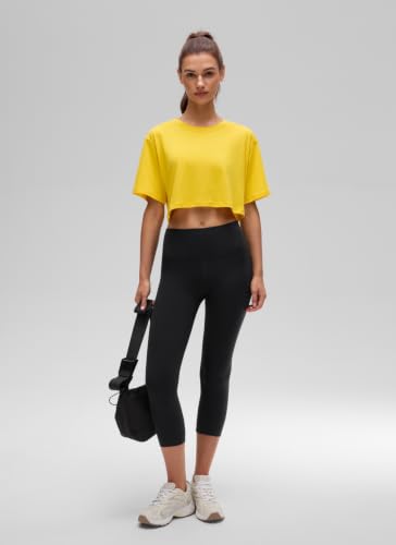 Image of CRZ YOGA Pima Cotton High Neck Crop T-Shirt