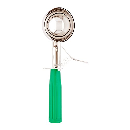 Image of Restaurantware Bundle: 2.75 /3.25 /3.75 oz Portion Control Ice Cream Scoops, Trigger Release Dishers (Blue, Green, Ivory Handles) for Cookie Dough, Baking, Cupcake Batter