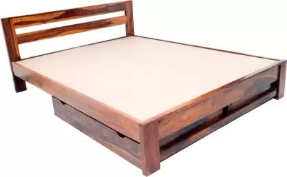 Image of Solid Wood Queen Drawer Bed (Finish Color - Honey, Delivery Condition - DIY(Do-It-Yourself))