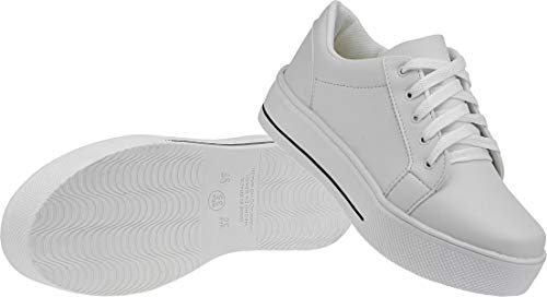 Tenis Lumiss Feminino Casual Sapatenis Confort T1 (37, Sintético branco)