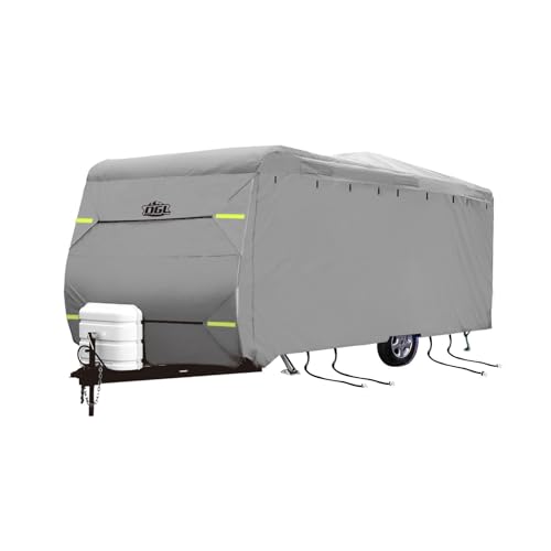 OGL 22 to 24ft Caravan Cover UV Water Proof Heavy Duty Travel Campervan Trailer Accessories 4 Layer Polypropylene Protector with Hitch Cover Storage Bag