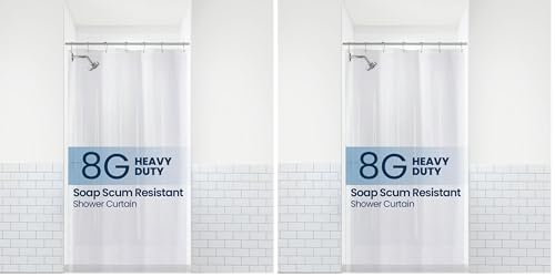 Image of LiBa Bathroom Shower Curtain - Waterproof Plastic Shower Curtain Premium PEVA Non-Toxic with Rust Proof Grommets Clear 8G Heavy Duty Bathroom Accessories 36x72 (Pack of 2)