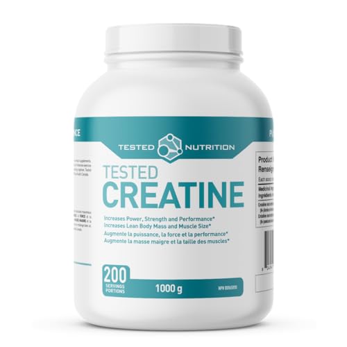 Tested Nutrition Creatine Monohydrate Powder | 5g Creatine Monohydrate | Increased Lean Muscle Mass, Improved Strength, Performance | Vegan, Gluten Free | Unflavoured, 200 Servings (1000 g)