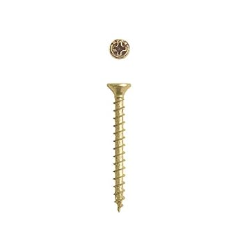 #10 x 2 Interior Flat Head Construction Wood Screws 105 pcs Phillips Square Unidrive Yellow Zinc