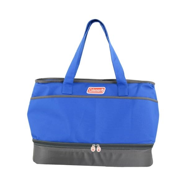 Dual Compartment Soft Cooler Tote, 19" x 13" x 10", Cobalt Blue and Gray