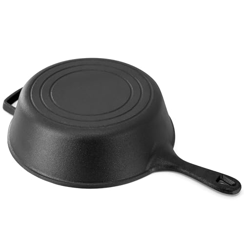 Image of Megachef 10.5 Inch 2-in-1 Pre-Seasoned Cast Iron Skillet and Fry Pan Set