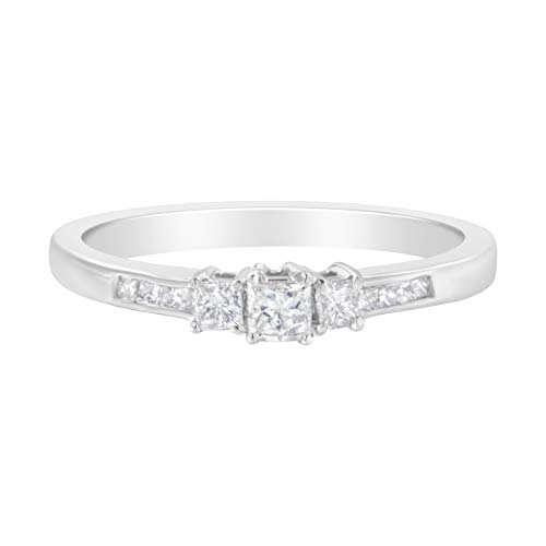 Haus of Brilliance 14K White Gold Princess Cut Diamond 3 stone Ring (1/4 cttw, H-I Color, SI2-I1 Clarity)