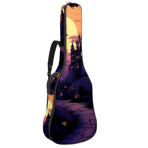 Housse pour guitare électrique château d'Halloween en tissu Oxford imperméable