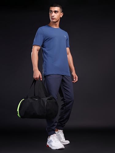Image of TECHNOSPORT Men's Slim Fit Solid Crew Neck T-Shirt, Cotflex Quick Dry Wrinkle Resistant Polyester Sports Tee for Gym, Running, Training, Sports