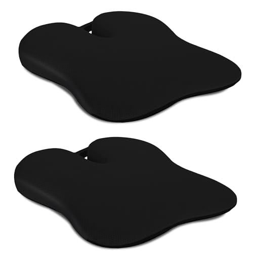 Image of Billebon Ultimate Car Wedge Seat Cushion | Premium Memory Foam Cushion with Coccyx Tailbone Cutout | Helps Relieve Hip| Tailbone & Lower Back Pain | Supports Weight Up to 100 kg - Black (Pack of 2)