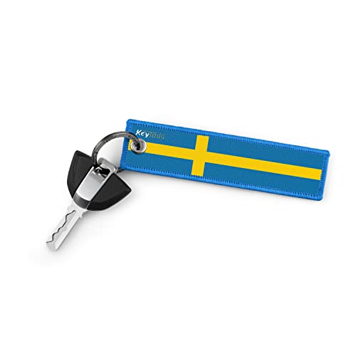 Image of KEYTAILS Keychains, Premium Quality Sweden Flag Key Tag for Auto, Motorcycle, UTV