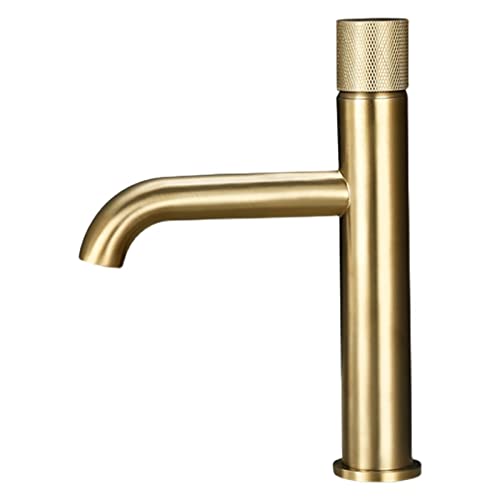 Grifo monomando de lavabo oro cepillado para reformar baños modernos 7