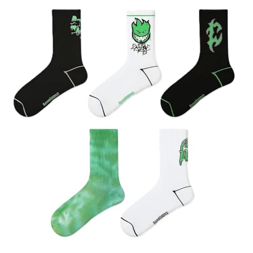 5 Pairs Retro Athletic Casual Socks For Men, Mid-tube Breathable Cotton Socks, Personalities and Trends Crew Socks for Men