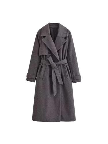 Manteau croisé en laine mélangée femme chaud contre le froid hivernal