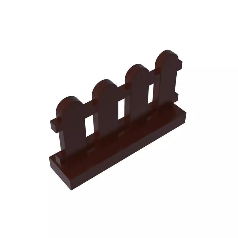 33303 Ornaments Picket Fence 1x4x2 50 Pieces GDS-1177 Compatible with Lego Building Blocks Color:Dark Brown — image 1