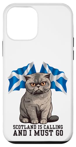 Vacanza scozzese per uomini, donne, ragazzi o ragazze Scotland Is Calling and I Must Go con uno splendido gatto scozzese delle Highland e il suo vitello e la bandiera scozzese. Mostra la tua eredità scozzese, l'orgoglio scozzese o l'amore per la Scozia con il design unico.
