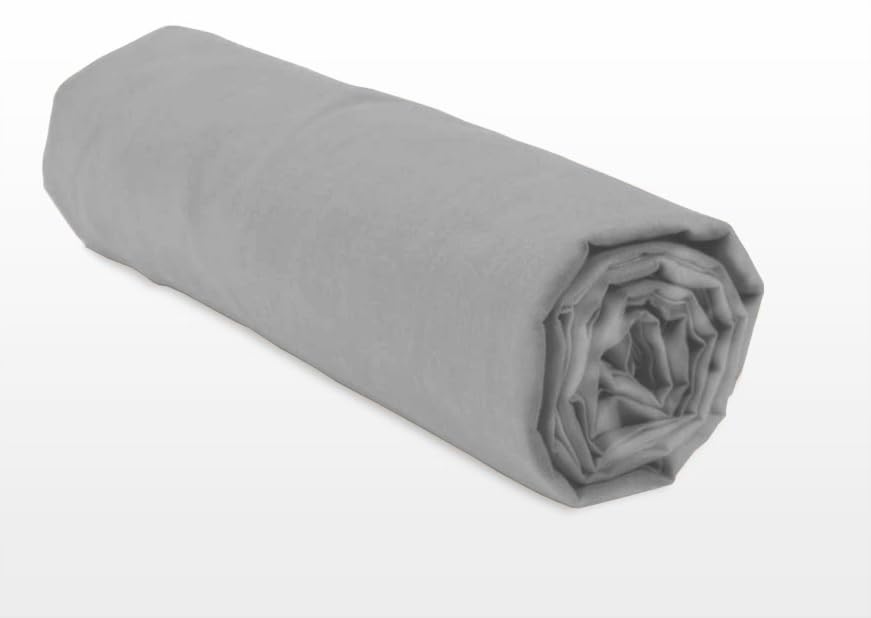 Home Linge Passion 100% Cotton Fitted Sheet, 57 Thread Count, Size 180 x 200 cm, Light Grey, 35 cm Deep, Tight Weave, Soft - Image 4