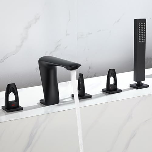 Mitigeur de bain-douche à 5 trous en laiton gris chic pour une salle de bain moderne
