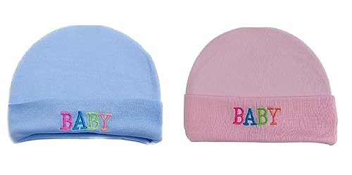 VIN® Supersoft Cozy Cotton Hosiery Caps for New Born to 6 Months Baby Boys and Baby Girls.(Plain Design) [Multi-Color] Pack of 2