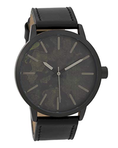 Preisvergleich Produktbild Oozoo Herrenuhr mit Lederband 45 MM Dunkelgrau / Schwarz C9604