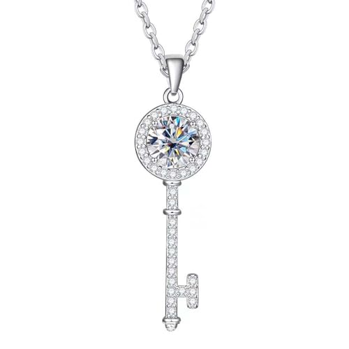 Collier clé en moissanite argent anti-ternissement pour peau sensible