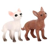 PHENOFICE 2 Pièces Modèle Chihuahua Jouant Décor De Chien Miniature Figurines De Chien Réalistes Jouets pour Chiens pour Enfants Figurines De Chiots Miniatures Modèles De Chiens Plastique