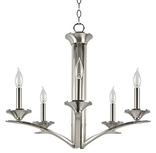 Flash Sale Kira Home Lillie 25" Contemporary 5-Light Candle Chandelier Lighting Fixture, Adjustable Hanging Height, Brushed Nickel Finish Flash Sale Kira Home Lillie 25" Contemporary 5-Light Candle Chandelier Lighting Fixture, Adjustable Hanging Height, Brushed Nickel Finish