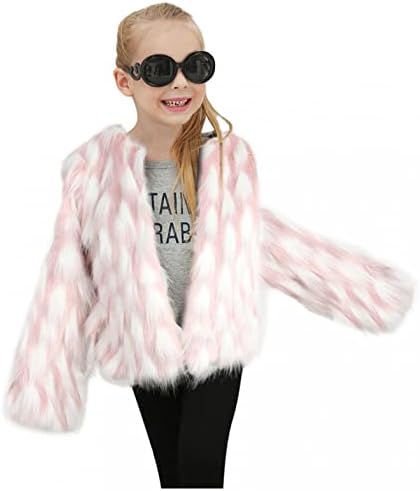 Toddler Girls Winter Fleece Coat Kids Faux Fur Jacket Baby Thick Lined Warm Trench Outwear Kids Unisex Coat Winter Leopard Print Clothes Cardigan Tops