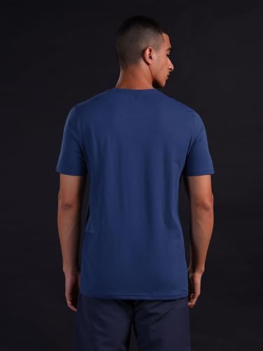 Image of TECHNOSPORT Men's Slim Fit Solid Crew Neck T-Shirt, Cotflex Quick Dry Wrinkle Resistant Polyester Sports Tee for Gym, Running, Training, Sports