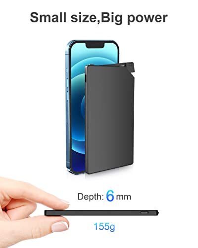 TNTOR Slim Portable Charger, 5000mAh Built-in Lightning Cable (Black) - image 4